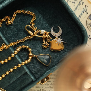 Gold engravable shield pendant Carrie Elizabeth