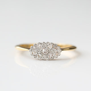 Vintage Diamond 18k Yellow Gold and Platinum Ring- UK Size P