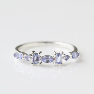 Tanzanite stacking ring in silver