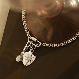 Silver Moissanite Dog Clip Pendant