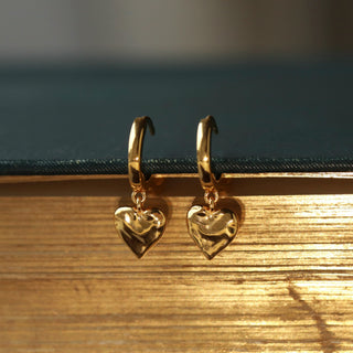carrie elizabeth heart hoop drop earrings