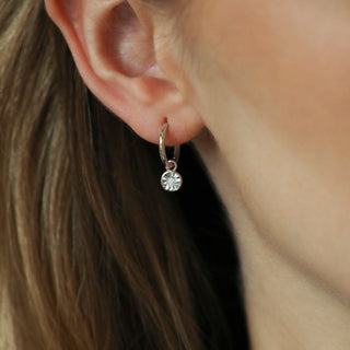 Silver Mirabella Diamond Drop Hoop Earrings