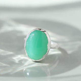 Chrysoprase Molten Statement Ring