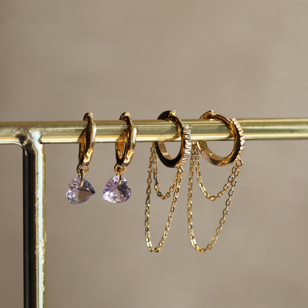 diamond cut chain hoop earrings