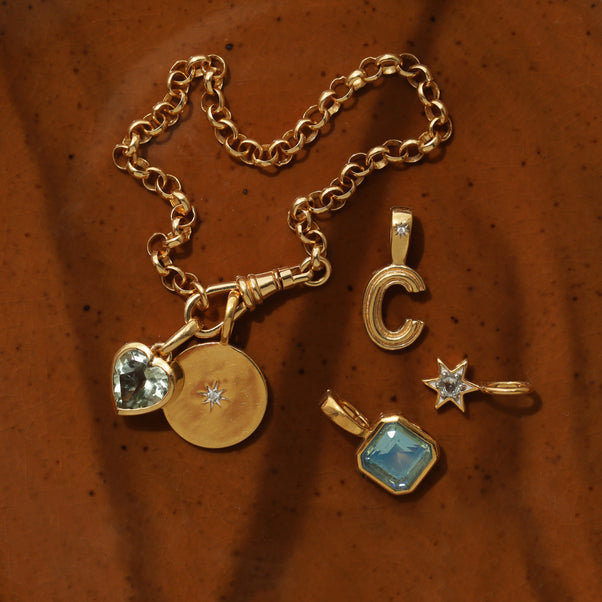 Carrie Elizabeth Gold Albert Chain with pendants