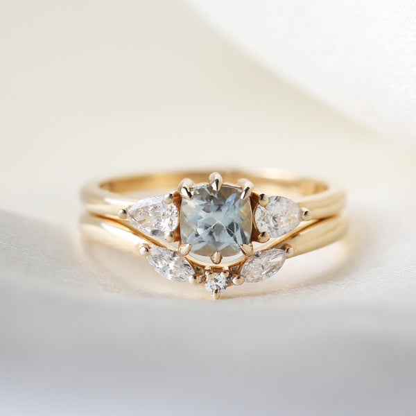 Eloise Aquamarine & Diamond Stacking Ring Set | Engagement Ring