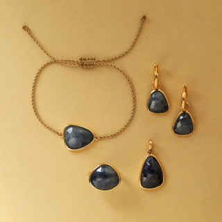 Gold hoop with Sapphire drop
