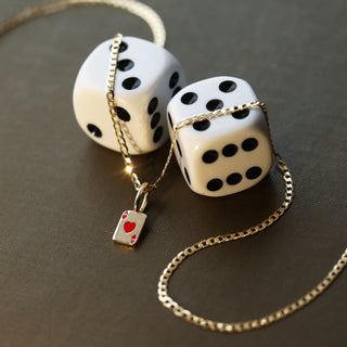 red enamel playing card charm 