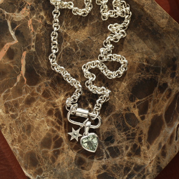 Carrie Elizabeth Sterling Silver Star Charm in Green Amethyst