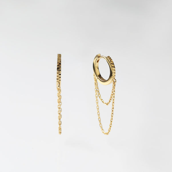 diamond cut chain hoop earrings