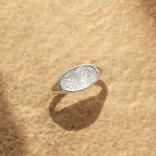 Carrie Elizabeth personalised fingerprint signet ring in sterling silver