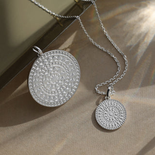 Aztec coin pendant silver