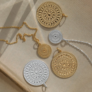 Aztec coin pendant silver