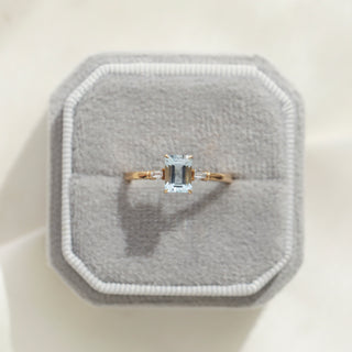 Aquamarine & Diamond Deco Ring - UK Size O
