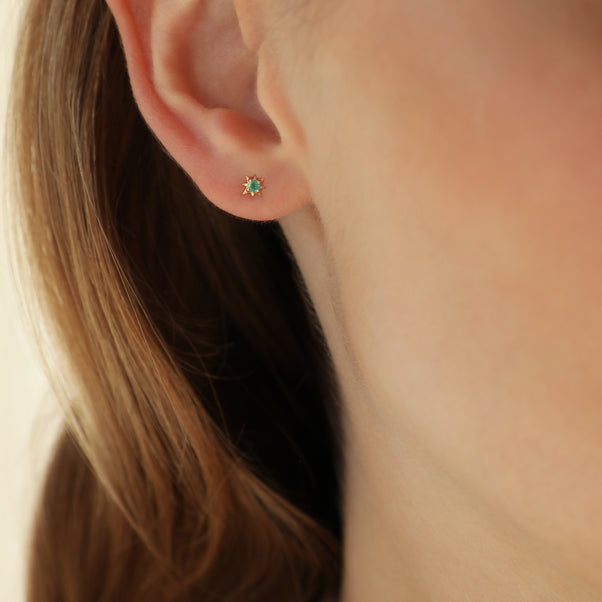 Carrie Elizabeth 14k Gold Vermeil Emerald Star Stud Earrings
