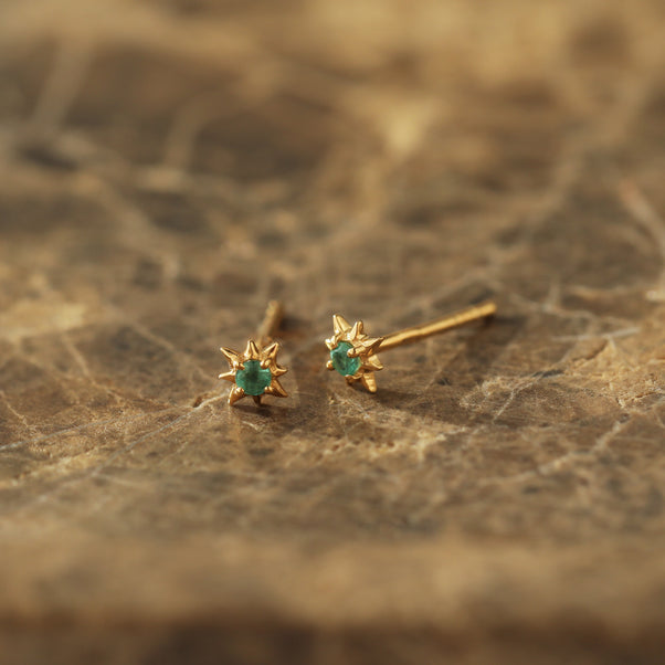 Carrie Elizabeth 14k Gold Vermeil Emerald Star Stud Earrings