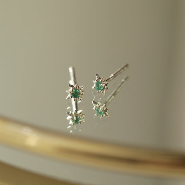 Carrie Elizabeth Sterling Silver Emerald Star Stud Earrings