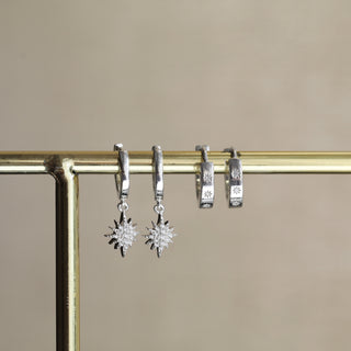 Diamond huggie hoops silver