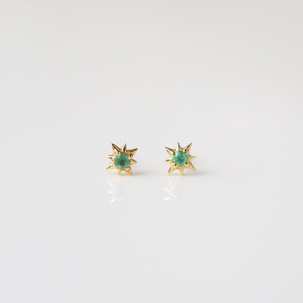 Carrie Elizabeth 14k Gold Vermeil Emerald Star Stud Earrings