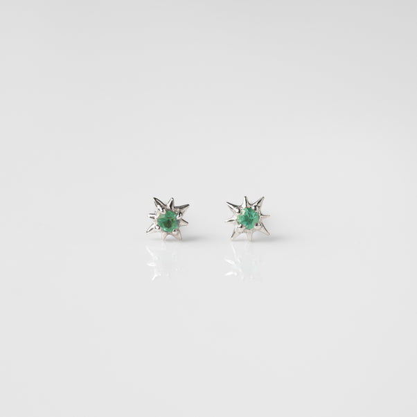 Carrie Elizabeth Sterling Silver Emerald Star Stud Earrings