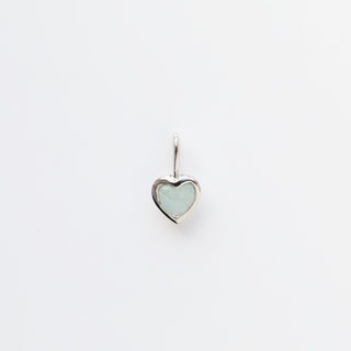 Milky aqua heart in 9k white gold