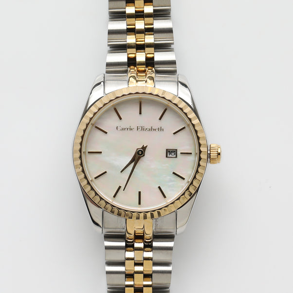 Carrie Elizabeth Mother of Pearl Watch, gold and silver