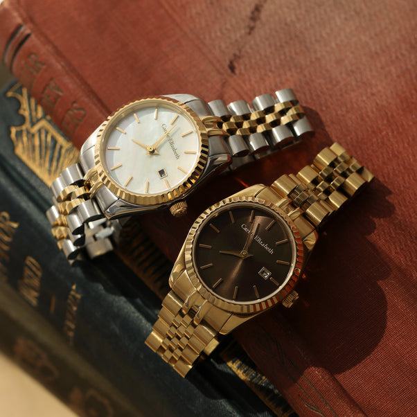 Carrie Elizabeth Mother of Pearl Watch, gold and silver