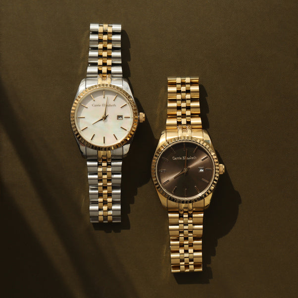 Carrie Elizabeth Mother of Pearl Watch, gold and silver