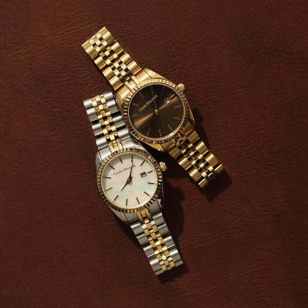 Carrie Elizabeth Mother of Pearl Watch, gold and silver