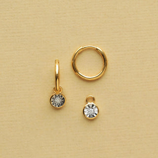 Gold diamond drop hoop