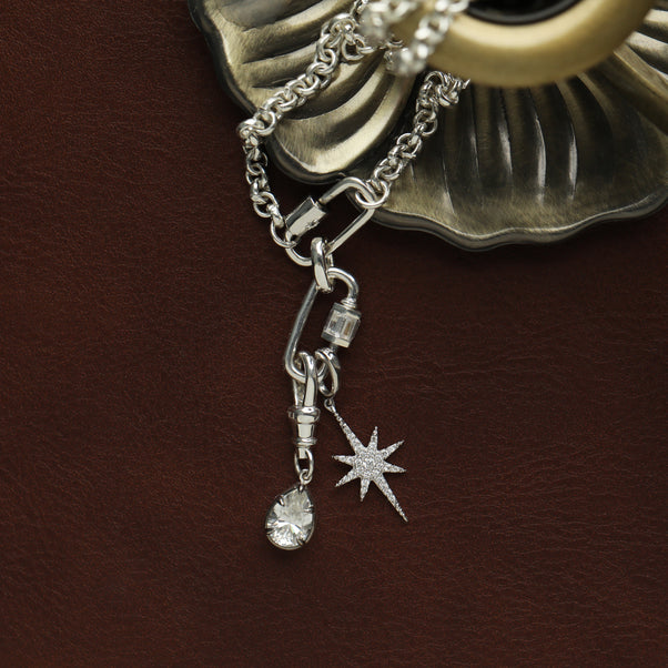 Silver star charm with CZ