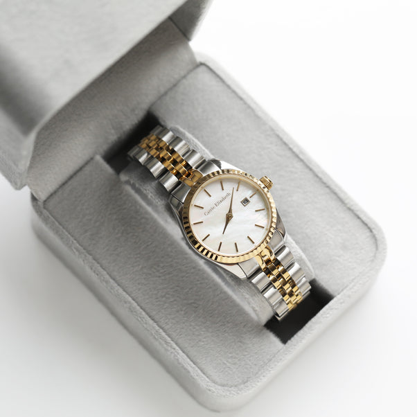 Carrie Elizabeth Mother of Pearl Watch, gold and silver