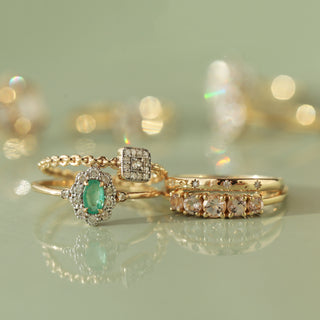 emerald diamond cluster ring