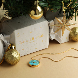 Gold Night Sky Turquoise Necklace Christmas Cracker Gift