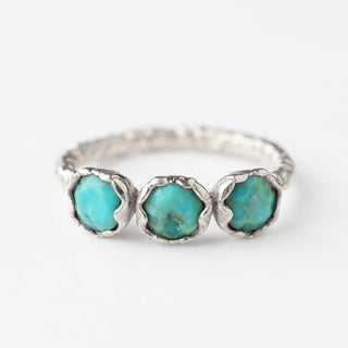 Carrie Elizabeth Molten ring with turquoise stones