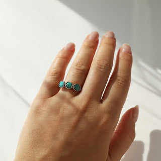 Carrie Elizabeth Silver Molten ring with turquoise stones