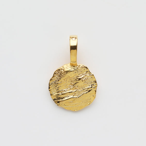 Molten Coin pendant in gold