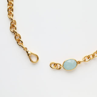 carrie elizabeth gold necklace with milky aquamarine