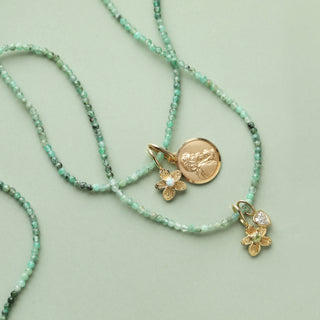 Emerald Faceted Beaded Necklace with charms