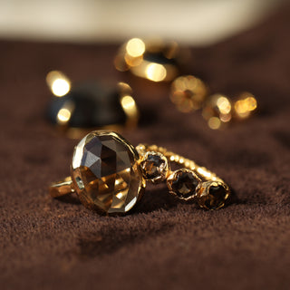 Gold Smokey quartz Ring