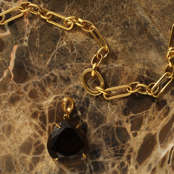 Gold Smokey Quartz pendant