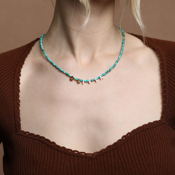 Turquoise name necklace 
