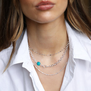 Carrie Elizabeth Luxe Turquoise Albert Chain Necklace