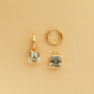 Green Amethyst Drop Hoop Earrings