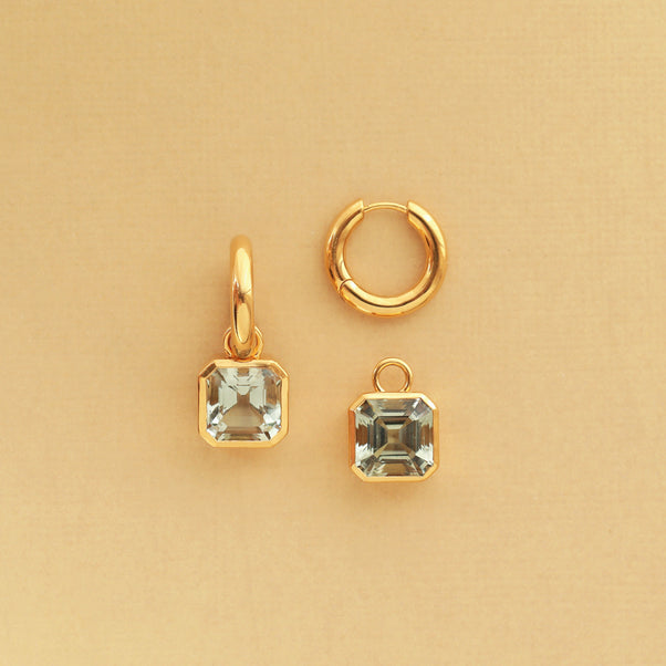 Green Amethyst Drop Hoop Earrings