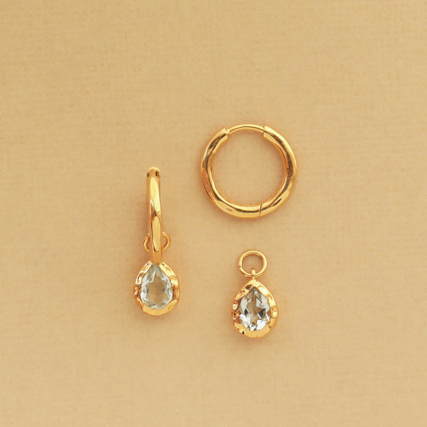 Molten Green Amethyst Drop Hoop Earrings