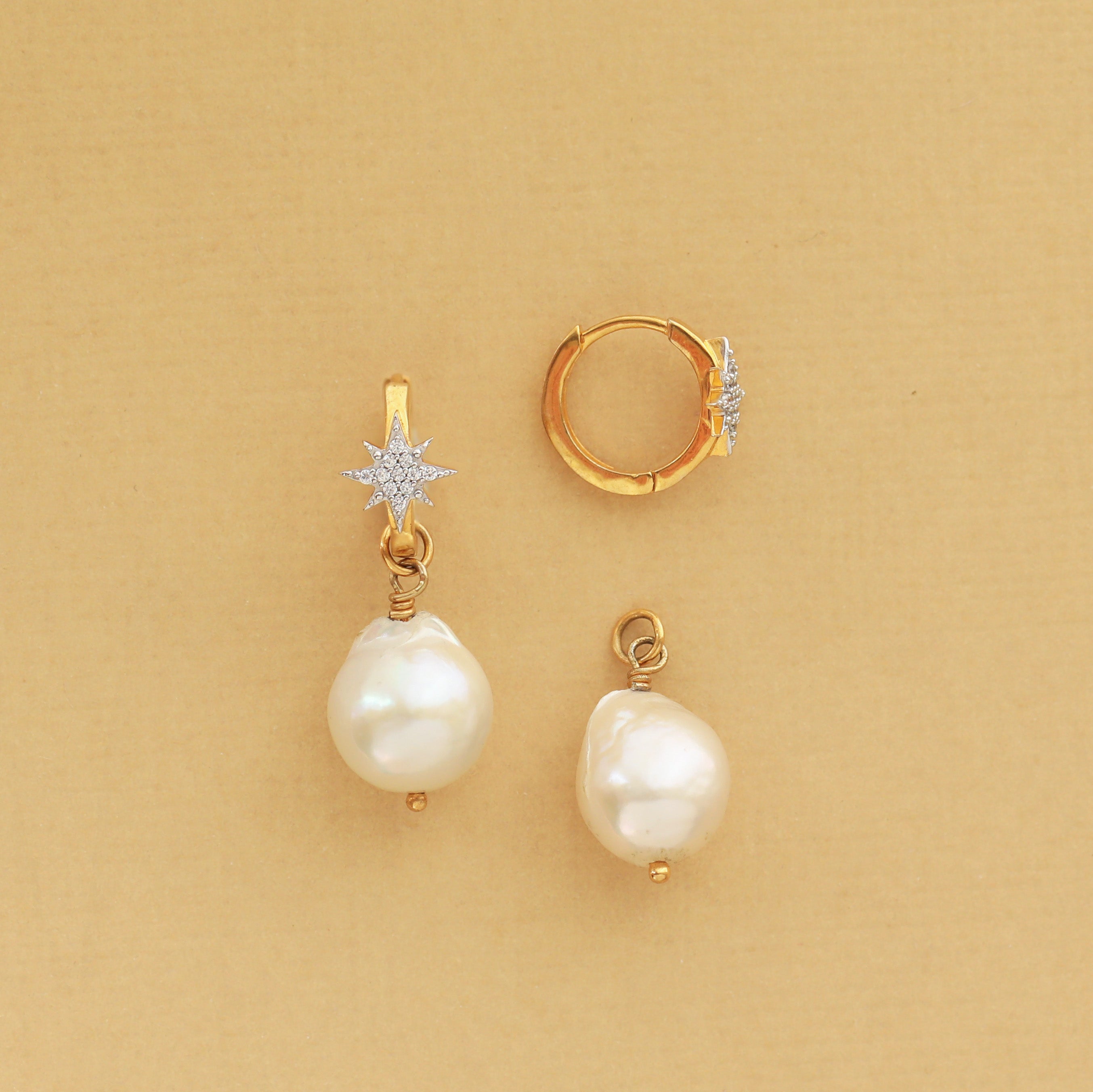 Starburst Baroque Pearl Drop Earrings