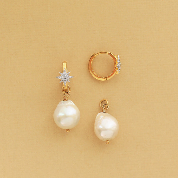 Starburst Baroque Pearl Drop Earrings