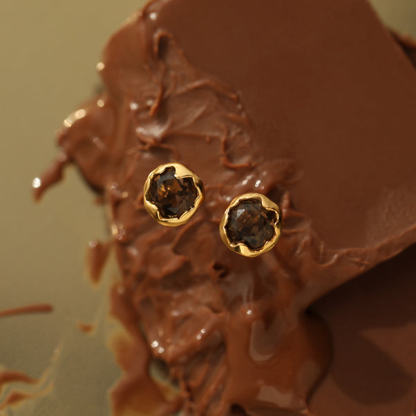 Smokey Quartz Molten Studs