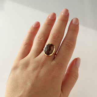 Carrie Elizabeth Molten Statement Ring in Smokey Quartz